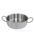 Stainless steel two-handle low-body pot